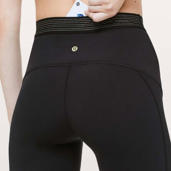 (6986) Lululemon Principal Dancer Golden Lining Tight *28" Black **RARE sz6 - Picture 4 of 10